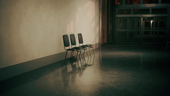 Empty Corridor in Hospital with Chairs alt