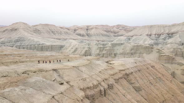 Drone Shot of Canyon Desert Mountains Aktau in Kazakhstan