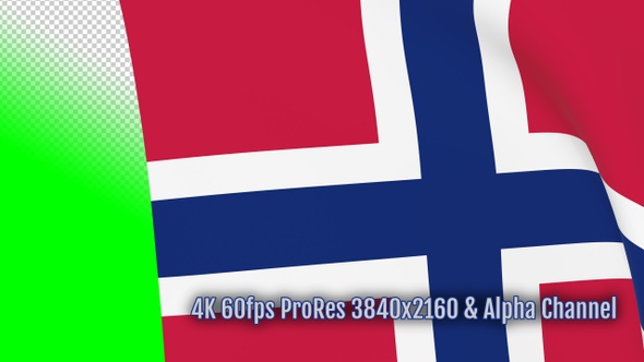 Norway waving flag transition with alpha channel