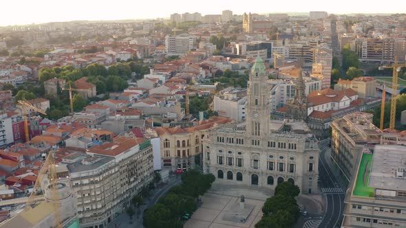 Porto in Portugal, aerial drone cityscape view 4k