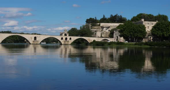 The Saint Benezet bridge, the old city, Avignon, Vaucluse department, France