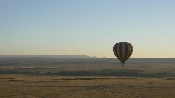 Hot air balloon flying over Africa