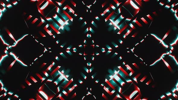 Abstract Red and Blue Kaleidoscope Flower Led Neon Vj Loop Animation