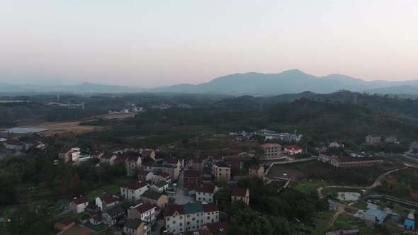 Greenhouse with Mountain village in mountain