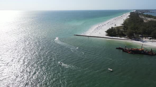 dazzling aerial of the southern end of Longboat Pass and beautiful white sandy beaches of Coquina Be