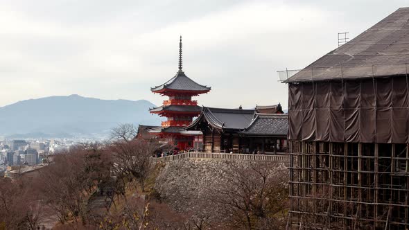 Kyoto Kiyomizudera Temple Complex Pagoda Timelapse
