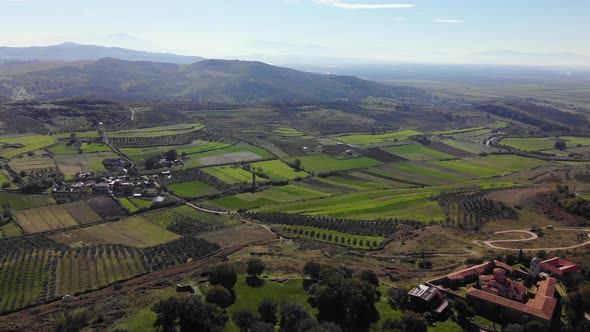 View From Drone Beautiful Green Fields