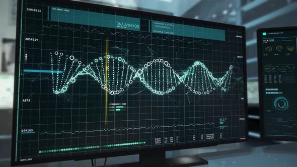 Medical analysis at a diagnostic laboratory. Looking for patterns in DNA. UI alt