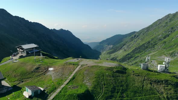 Aerial View of the Highest Point of the Transfagaras Mountain Road, Romania