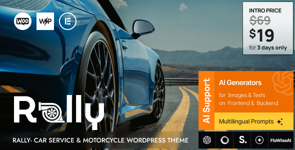 Rally – Car Service & Motorcycle WordPress Theme – 0 Sold!