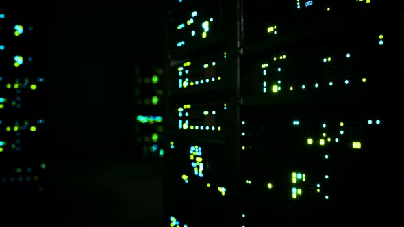 Clean Industrial Interior of a Data Server Room with Servers