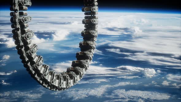 Futuristic Space Station on Earth Orbit alt