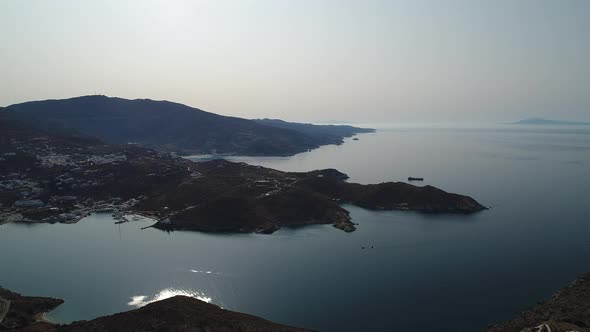 Koubara village on the island of Ios seen from the sky