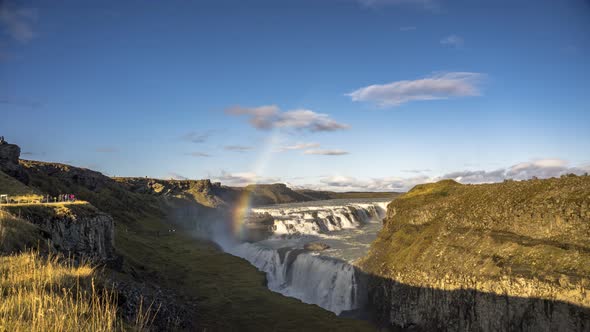 Timelapse of the Gullfoss Waterfall and the Olfusa River in Southwest Iceland