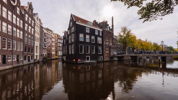 Day Time Lapse with clouds and boats in Amsterdam, The Netherlands