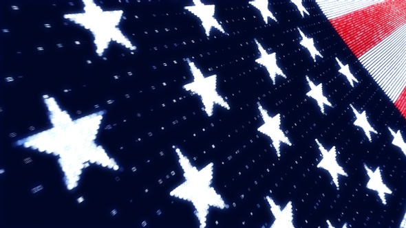 Usa Flag Digital Dots Motion Design  Close Up Zoom Out