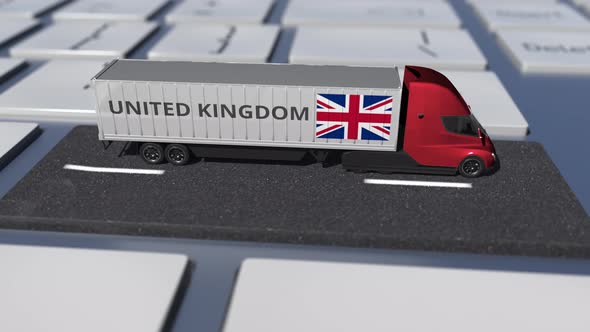 Flag of the United Kingdom on Moving Truck and Keyboard