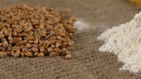 Bulk Food Laid Out on the Pile. Close Up. Rotating