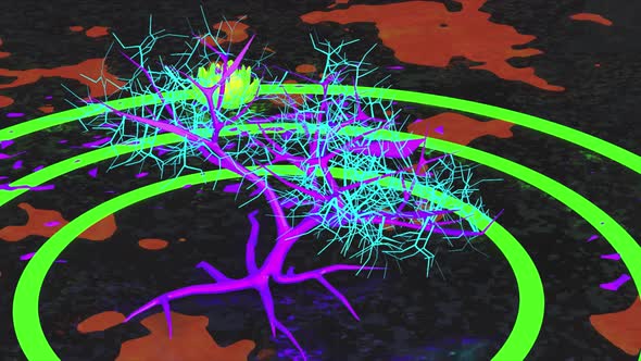 Fantasy Neon Tree Rotate 4K