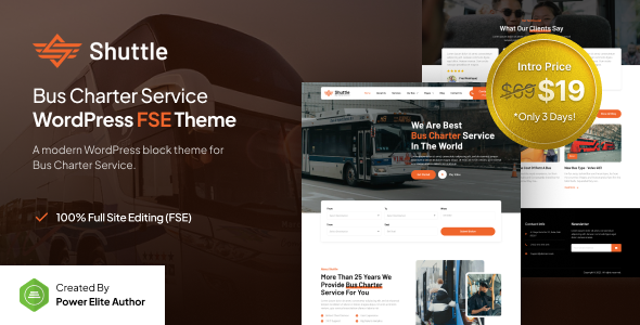 Shuttle – Bus Charter Service FSE WordPress Theme – 0 Sold!