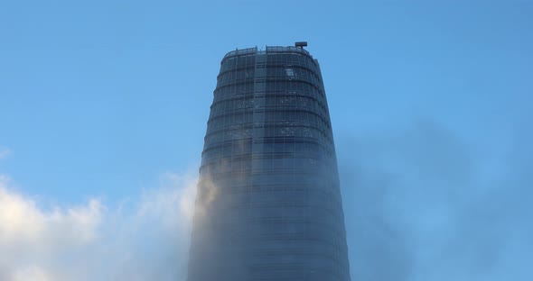 SAN FRANCISCO, CALIFORNIA, USA. October, 2018. Thick Fog Over the Financial Downtown District. The