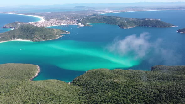 Peaceful landscape of coast city of Lakes Region of Rio de Janeiro Brazil.