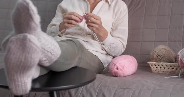 Learning knitting at home. 