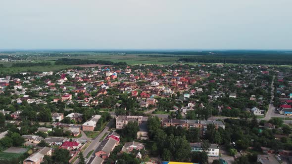 Aerial View of Suburb of European City