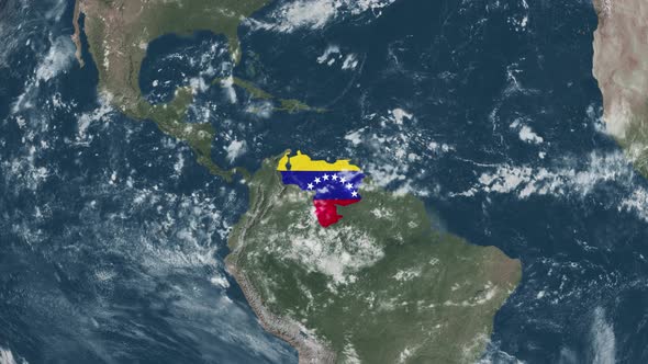4K Globe Map of Venezuela with a flag (Highlighted)