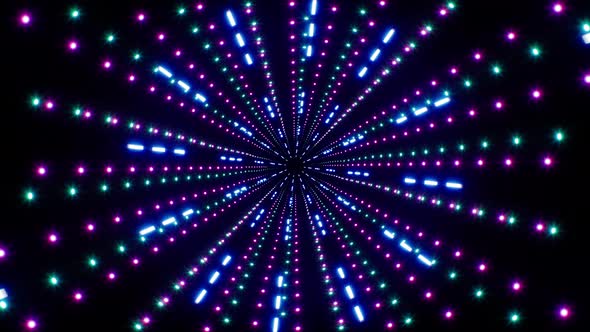 Glitter Neon Particles And Blue Light Lamp Rotating Background Loop 4K