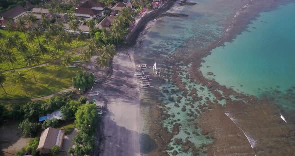 A Drone Shot of Ocean Lagoon and Beach Coast on Tropical Island