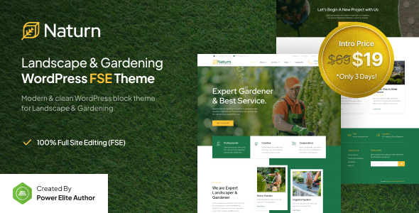 Naturn – Landscape & Gardening FSE WordPress Theme – 0 Sold!