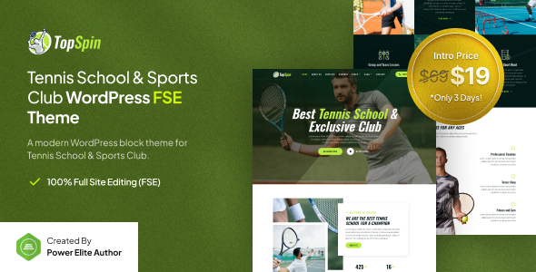 TopSpin – Tennis School & Sports Club FSE WordPress Theme – 0 Sold!