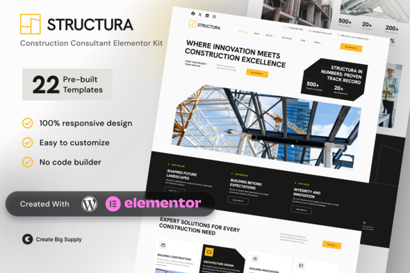 Structura – Construction Consultant Elementor Template Kit – 0 Sold!