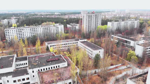 Chernobyl Exclusion Zone. Pripyat. Aerial.