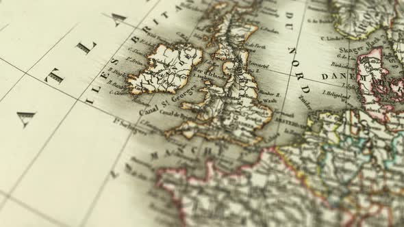 Great Britain On Old Map