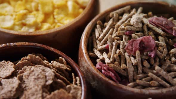 Bowls of various breakfast 4k