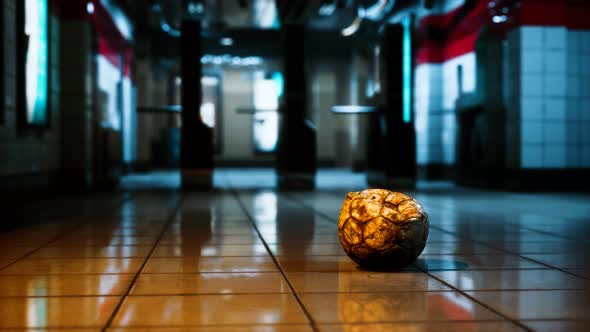 Old Soccer Ball in Empty Subway alt