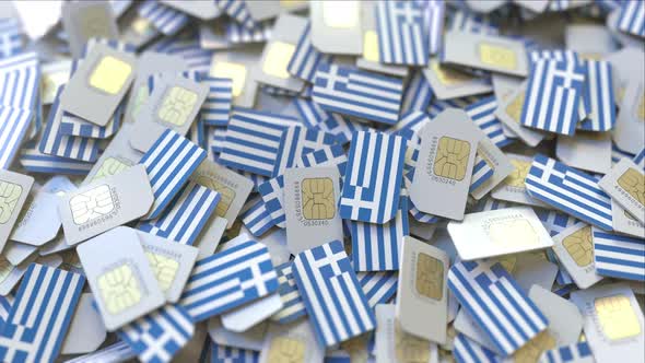 Multiple SIM Cards with Flag of Greece