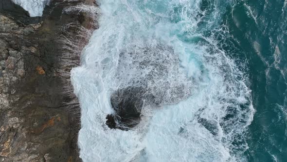 Awesome sea rocky texture aerial view 4 K Turkey Alanya