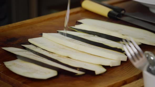 Seasoning Eggplant for Cooking.