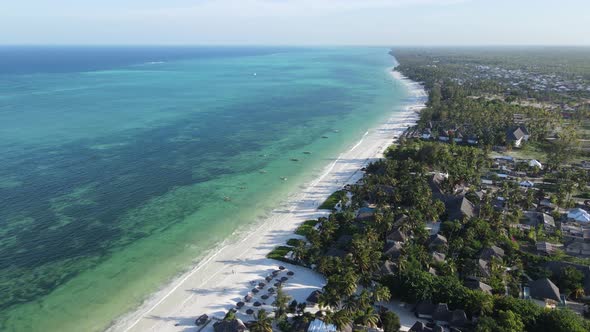 Aerial View of the Beach on Zanzibar Island Tanzania