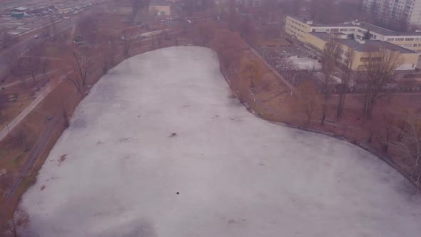 Flying Over A Frozen Lake