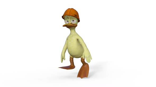 Duckling in a ConstructionHelmet Walking alt