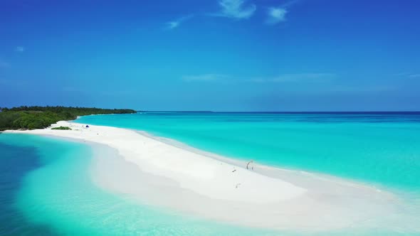 Aerial panorama of exotic resort beach holiday by blue water and white sand background of a dayout n