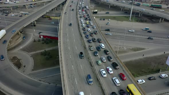 Highway Traffic Jam Due to Accident Top View