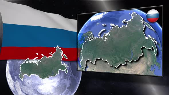 Russian Federation Flag And Map Animation