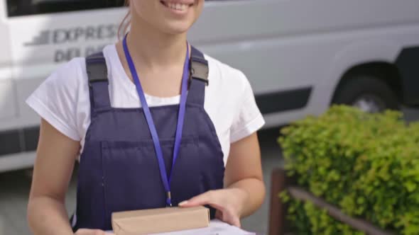 Deliverywoman Happy at Work