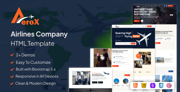 Aerox – Airlines Company HTML5 Template – 0 Sold!