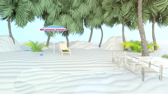 Palm Trees Background Beach Isometric